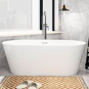 67 in. x 31 in. Freestanding Soaking Bathtub with Center Drain in White