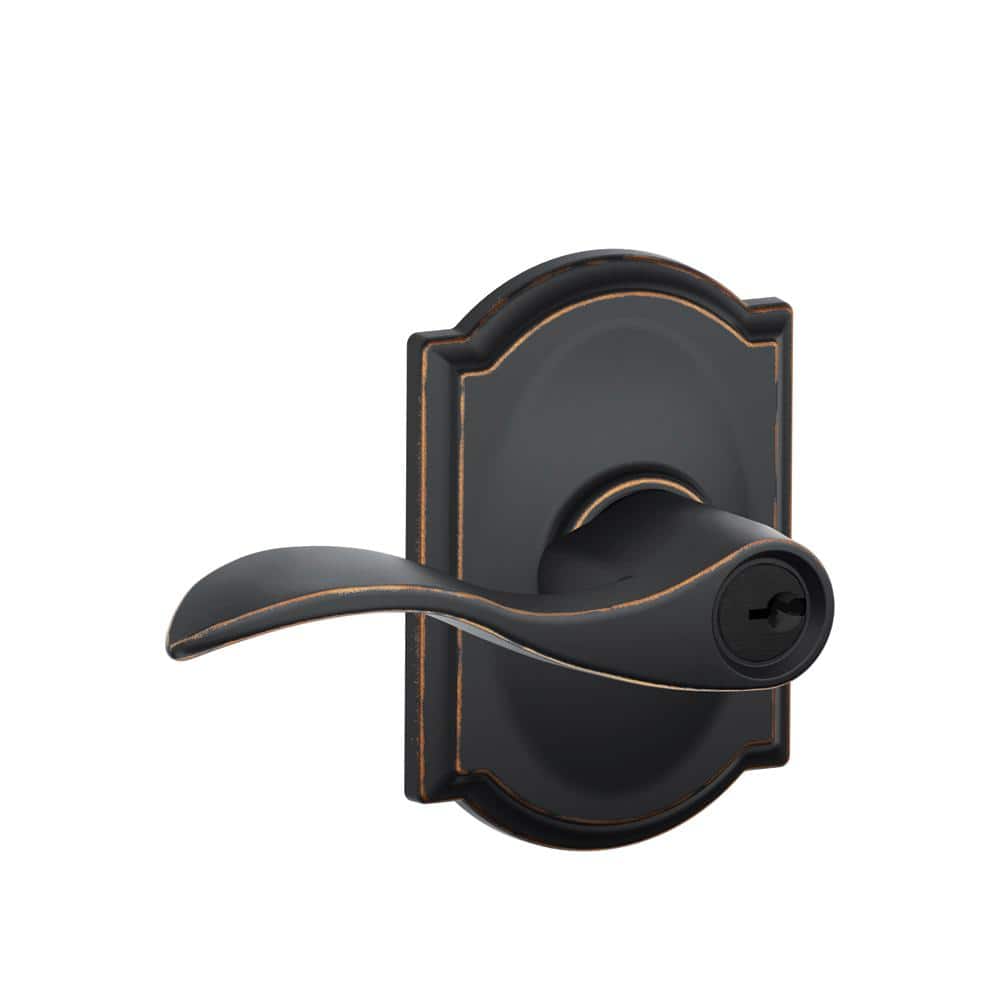 Schlage Accent Aged Bronze Keyed Entry Door Handle with Camelot Trim F51A  ACC 716 CAM The Home Depot
