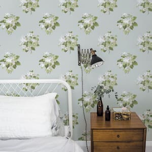 Duck Egg Blue and Cream Secret Garden Detailed Bouquet Non-Woven Paper Non-Pasted Wallpaper Roll (Covers 57.75 sq. ft.)