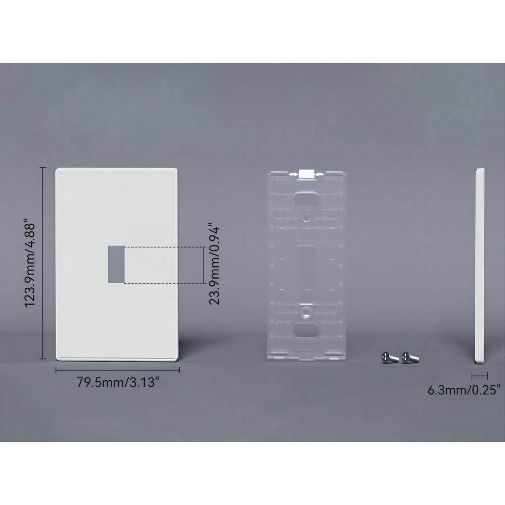 White 1-Gang Screwless Toggle Light Switch Wall Plate Set