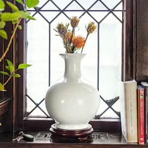12 in. White Porcelain Decorative Vase