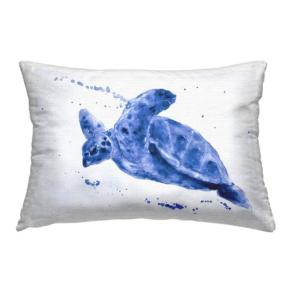 Modern Blue Turtle Blue Rectangular Outdoor Throw Pillow
