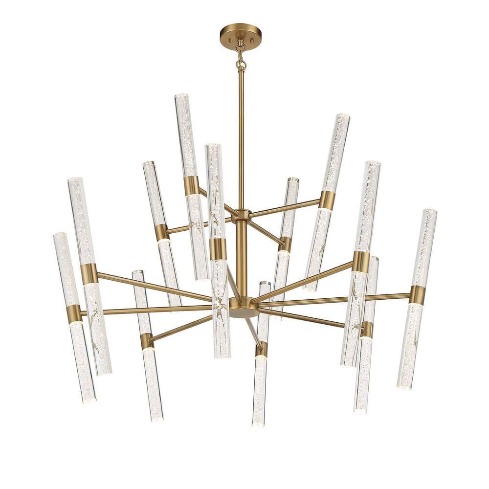 Arlon 24-Light Warm Brass LED Chandelier with Clear Bubble Glass