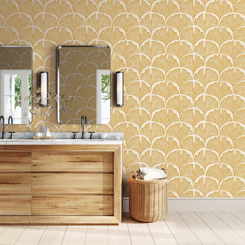 Golden Mustard Palm Self-Adhesive Removable Wallpaper Roll