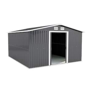 10 ft. W x 12 ft. D Outdoor Metal Brown Storage Shed with Lockable Door and 4 Ventilation Slots(125 sq. ft.)