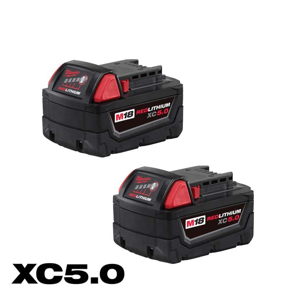 Milwaukee M18 18-Volt Lithium-Ion XC Extended Capacity 5.0 Ah Battery Pack (2-Pack) 48-11-1852 - The Home Depot