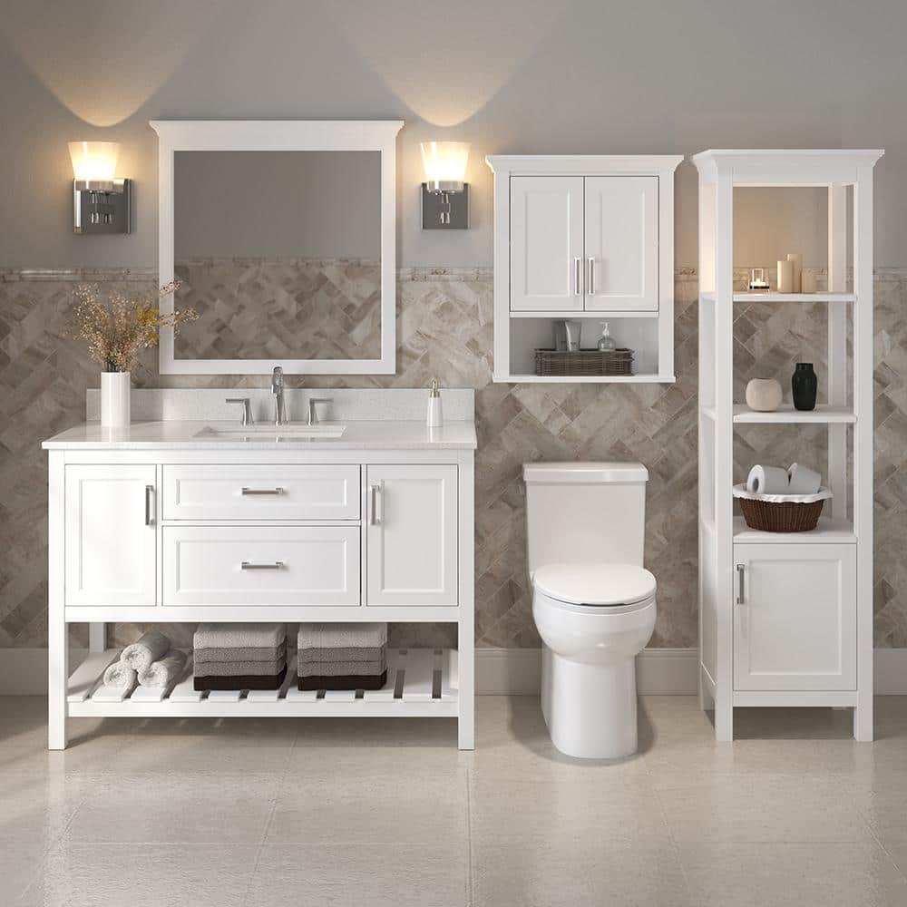Hollis White Wood 32" x 32" Bathroom Vanity Mirror