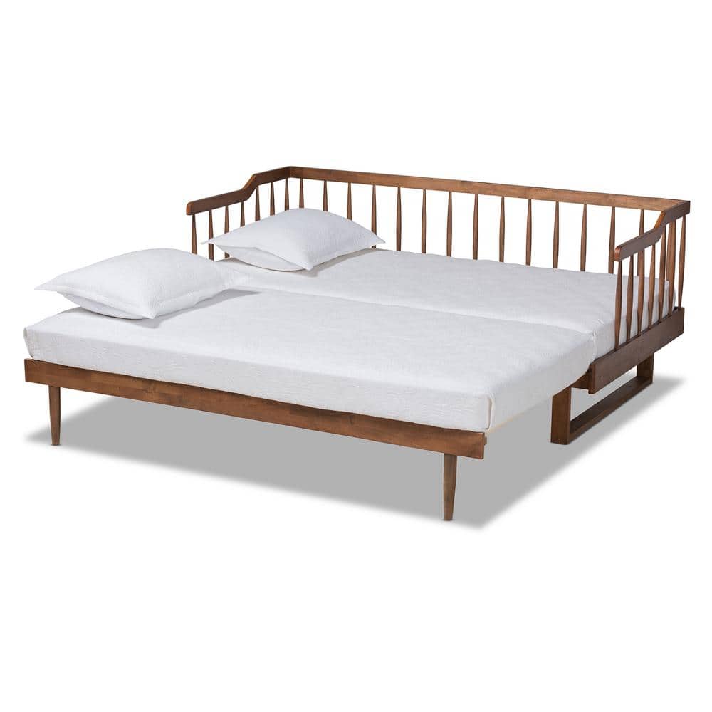 Walnut Wood Twin to King Spindle Daybed with Slats