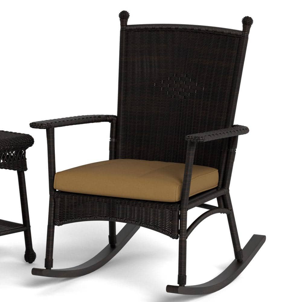 Portside Dark Roast Wicker Outdoor Rocking Chair with Cushions