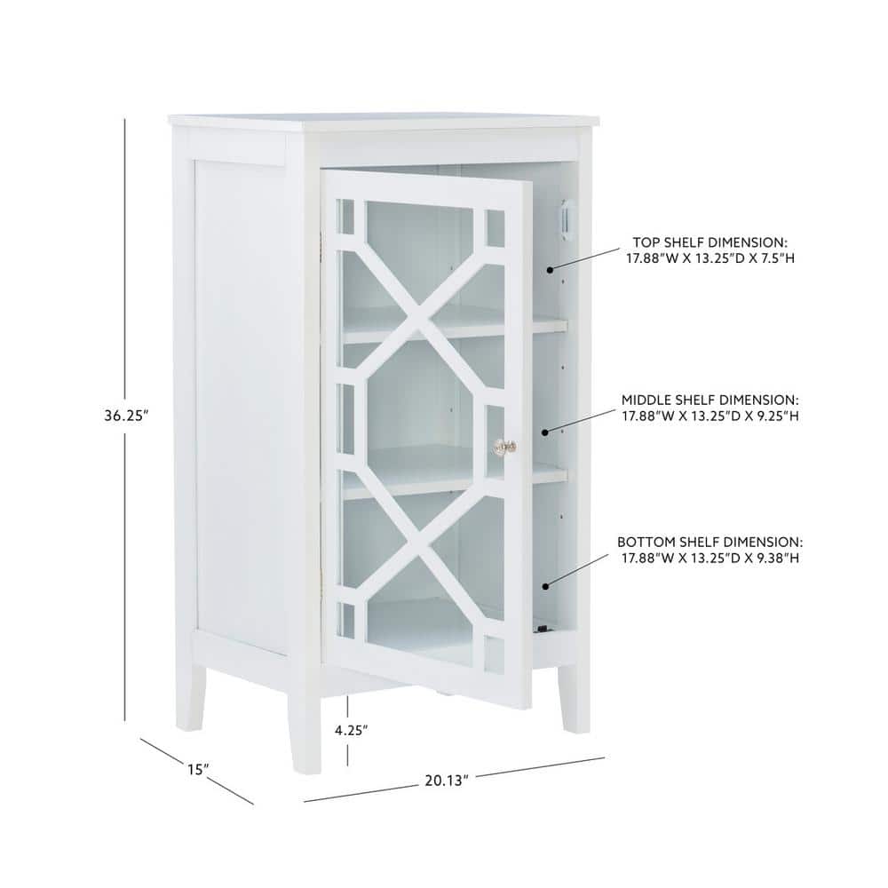 White MDF Accent Cabinet with Glass Door and Shelves