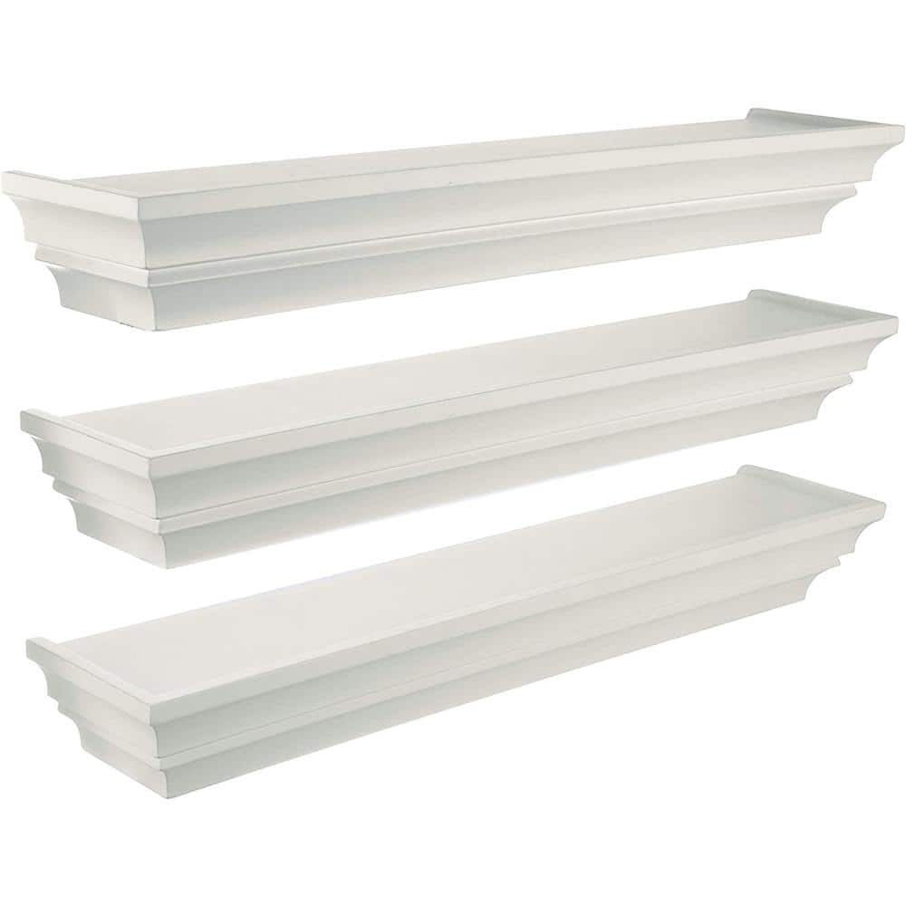 24 in. Antique White Kiera Grace Madison 3-Piece Contoured Floating Wall Sh