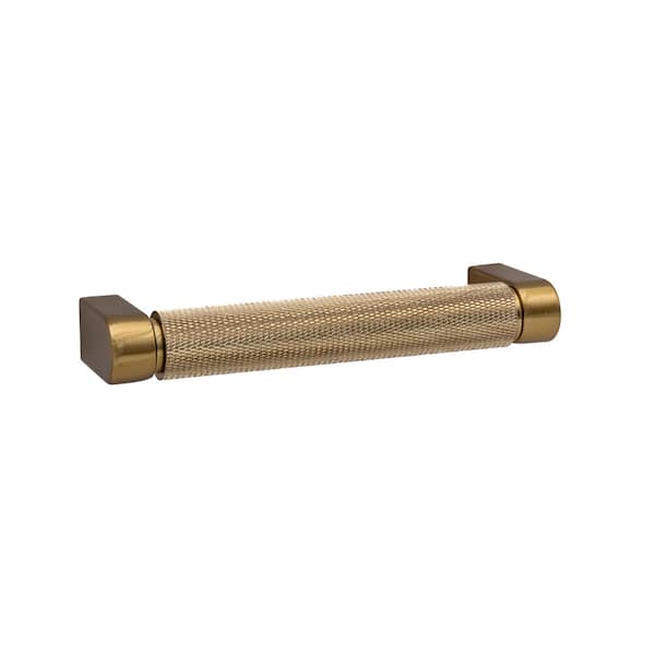 Sumner Street Home Hardware Kent Knurled 4 in. (102 mm) Center-to-Center Industrial Satin Brass Bar Drawer Pull