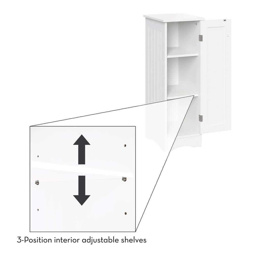 White Slim Bathroom Storage Cabinet with Adjustable Shelves