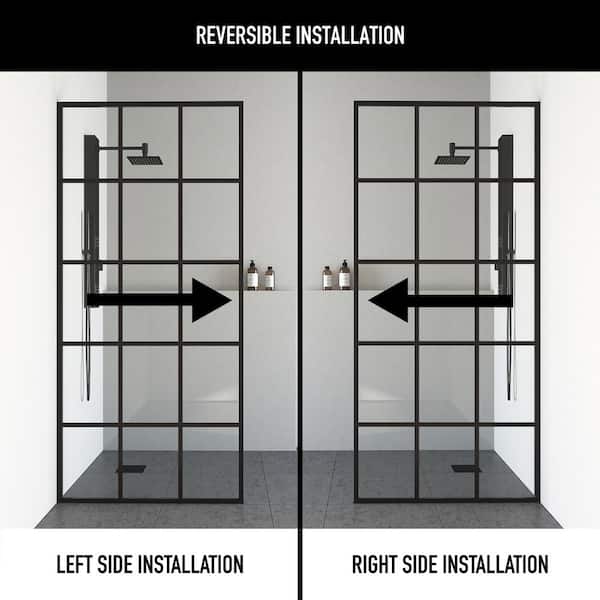 VIGO Mosaic 34 in. W x 74 in. H Framed Fixed Shower Screen Door in