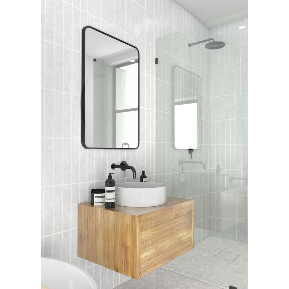 Trinity 32" x 22" Black Wood Full Length Rectangular Mirror