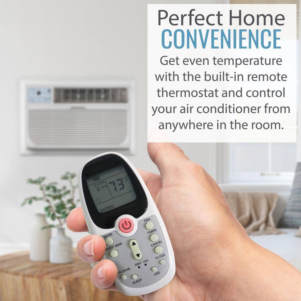 White 10,000 BTU Wall Mounted Air Conditioner with Heater and Remote
