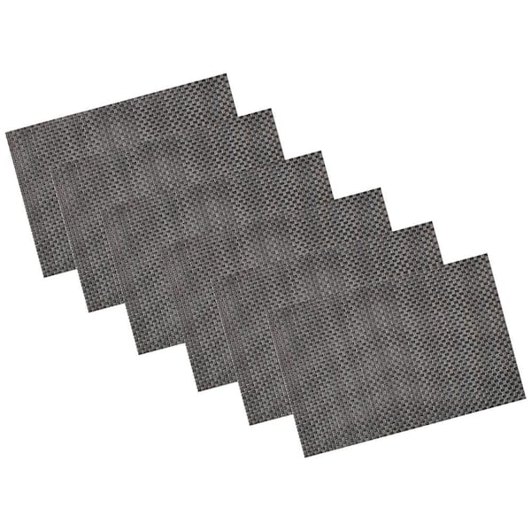 Kraftware EveryTable 18 in. x 12 in. Gun Metal Gray Metallic Woven PVC Placemat (Set of 6)