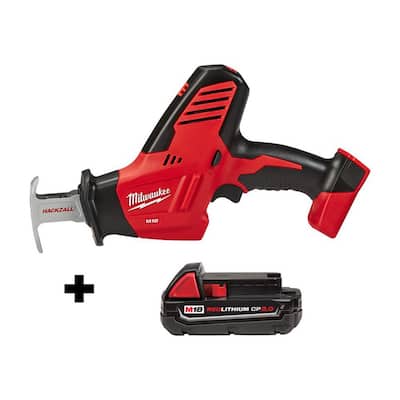 M18 18-Volt Lithium-Ion Cordless Hackzall Reciprocating Saw with 2.0 Ah Compact Battery