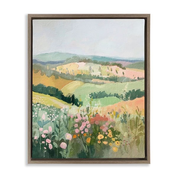 Stupell Industries Pastel Rolling Hills Scene by RileyB Brown Floater Frame Nature Graphic Art Print 21 in. x 17 in.