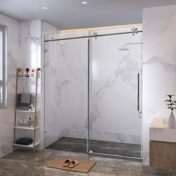 LTMATE 60 in. W x 72 in. H Sliding Frameless Shower Door in Polished Chrome Finish with Clear Glass