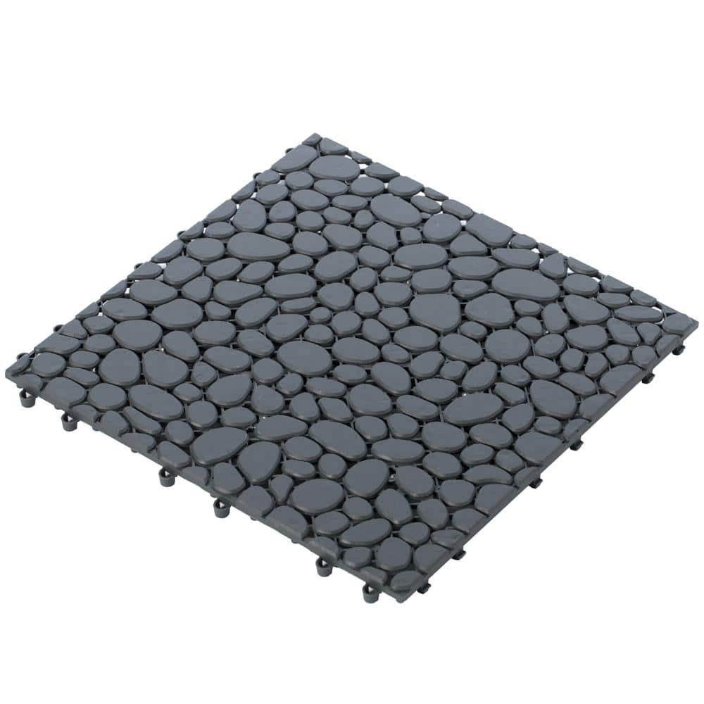 Gray 12" x 12" Interlocking Plastic Garden Pathway Tiles