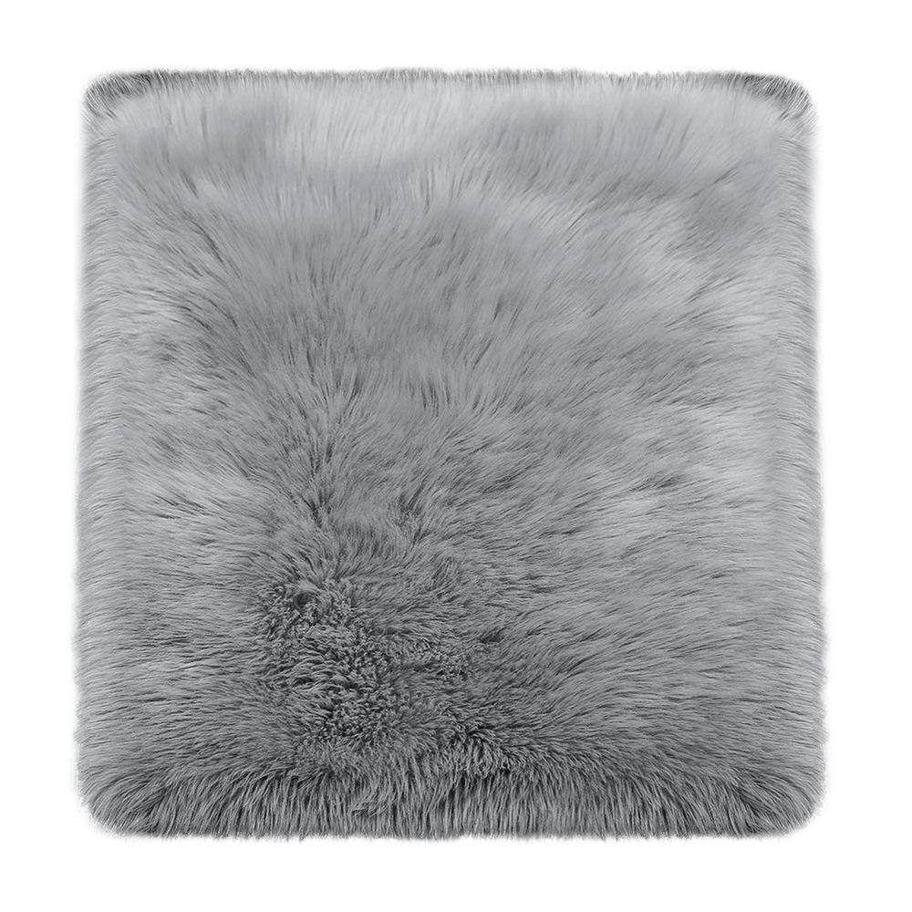 Latepis Light Gray 12 ft. x 12 ft. Cozy Furry Fuzzy Rugs Square