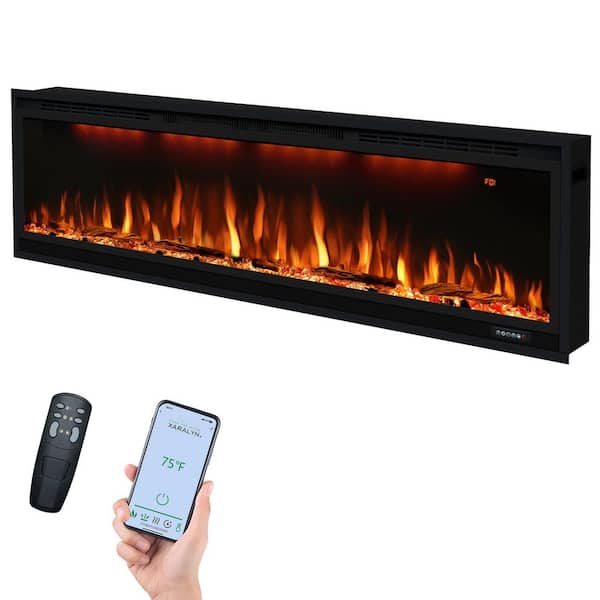 60 in. Smart Electric Fireplace Insert, App Control, Wi-Fi Enabled,Large Blower Outlet, Overheating Protection,Low Noise