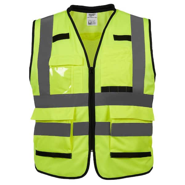 Performance Large/X-Large Yellow Class 2 High Visibility Safety Vest with 15 Pockets
