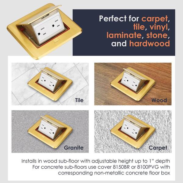 thumbnail image 2 of 3 Outlets Pop-up Floor Electrical Outlet Recessed Hidden Countertop Socket Floor Outlet Box With 2 2 of 14