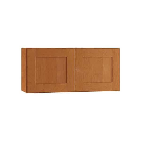 Home Decorators Collection Newport 33 in. W x 12 in. D x 15 in. H Assembled Plywood Wall Bridge Kitchen Cabinet in Cinnamon with Soft Close