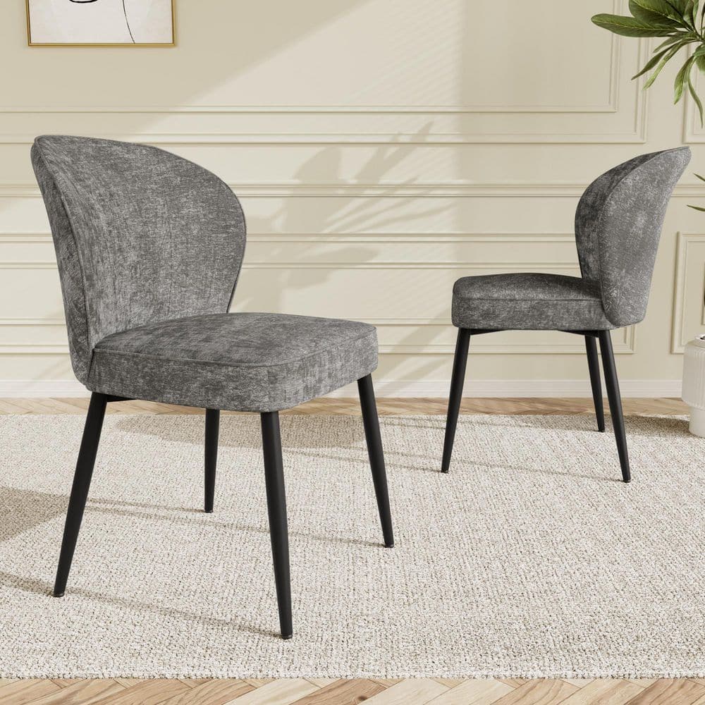 Gray Fabric Upholstered Dining Chairs with Metal Legs (Set of 4 Gray Chairs) price history on PriceWatchPro