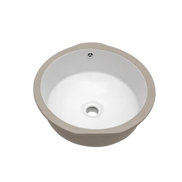 15.75 in. Round Ceramic Undermount Bathroom Sink in White with Overflow Durable Construction
