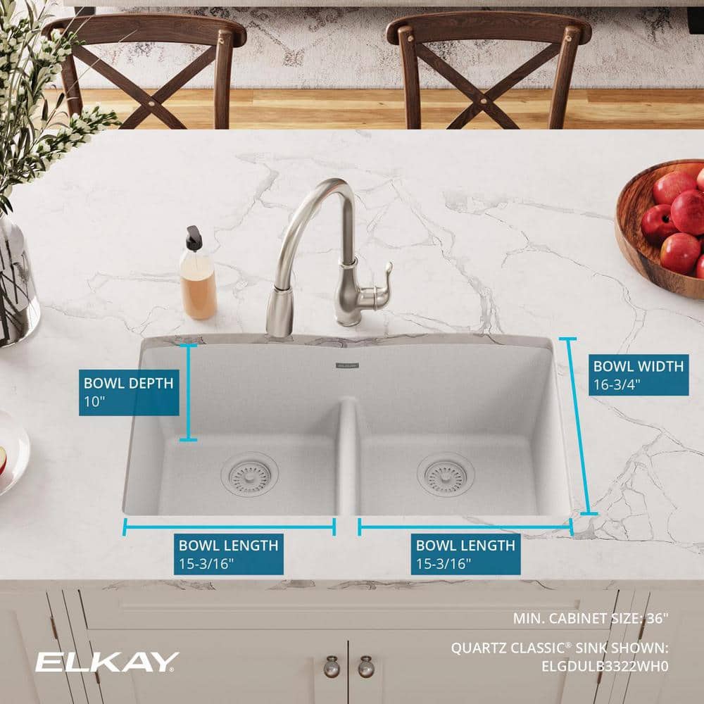 White Quartz Double Bowl Undermount Kitchen Sink