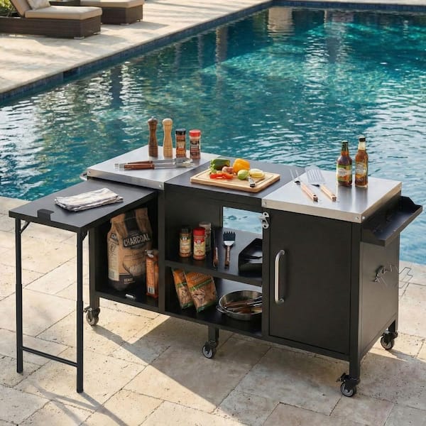 Harper & Bright Designs Black Stainless Steel Top Outdoor Grill