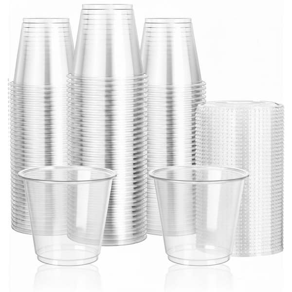 200 Pack 9 oz Crystal Clear PET Plastic Cups with Flat Lids Disposable Cups for Parfait Yogurt Fruit Snacks