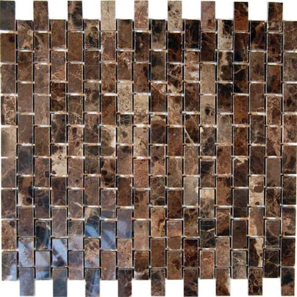 Ivy Hill Tile Rich Dark Emperador 12 in. x 12 in. x 8 mm Marble Mosaic Floor and Wall Tile