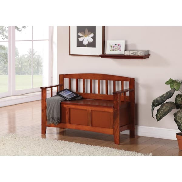 OSP Home Furnishings Metro Entry Way Bench with Walnut Finish