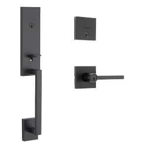 Vancouver Door Handleset with Keyed Entry Door Handleset Combo Pack Featuring Smartkey Technology in Matte Black