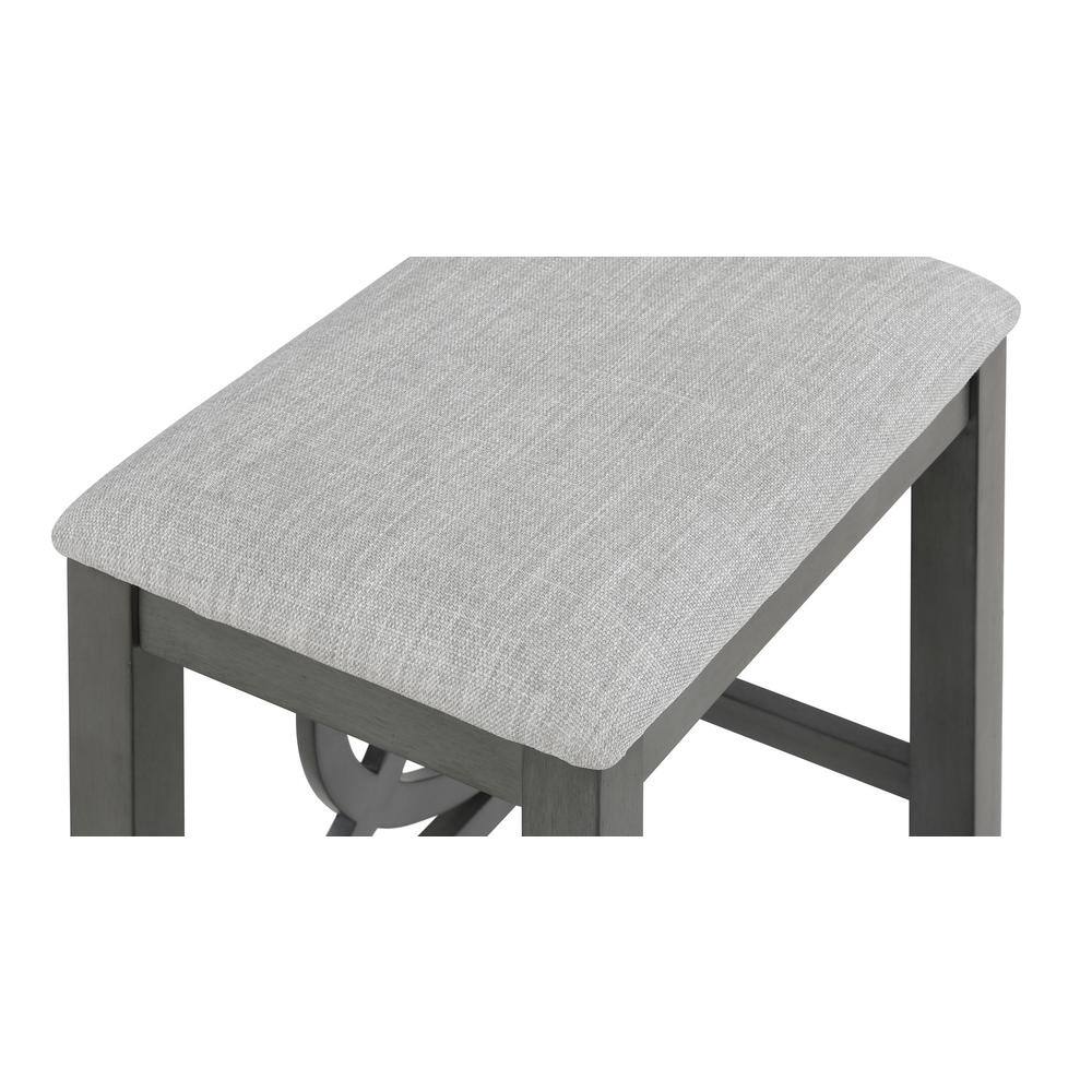 Gray Solid Wood Counter Table Set with Upholstered Stools