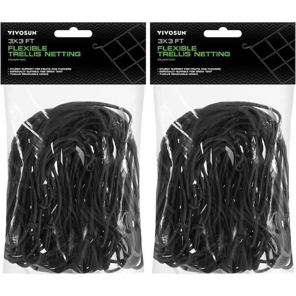 VIVOSUN 3 ft. x 3 ft. Elastic Trellis Netting with Hooks (2-Pack)