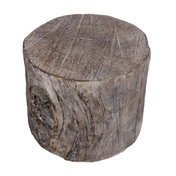 Unbranded 9.7 in. Round Natural Medium Tree Stump Concrete Stool