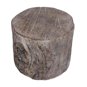 9.7 in. Round Natural Medium Tree Stump Cement Stool