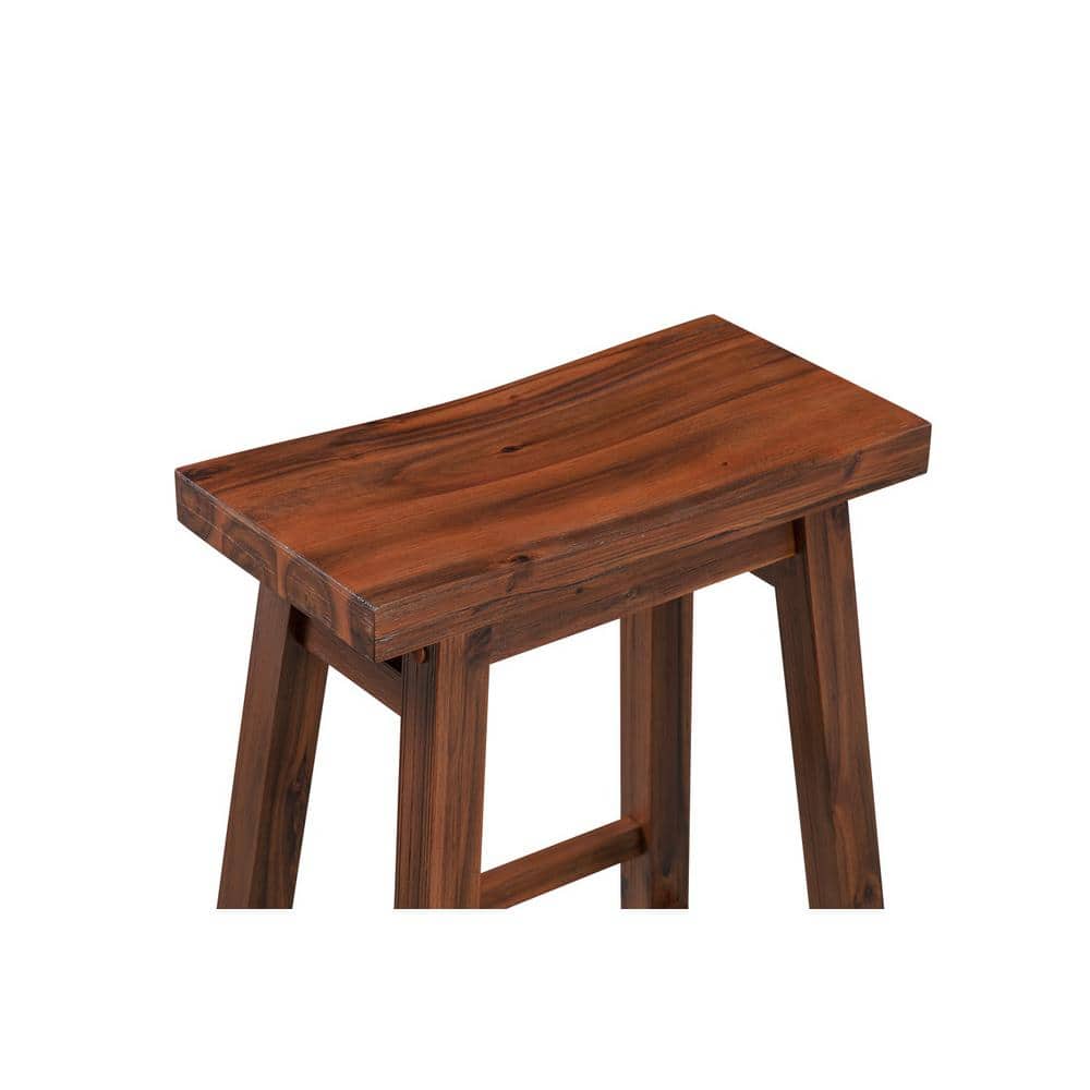 Eco-Friendly Rubberwood 24" Saddle Stool in Chestnut Wire-Brush