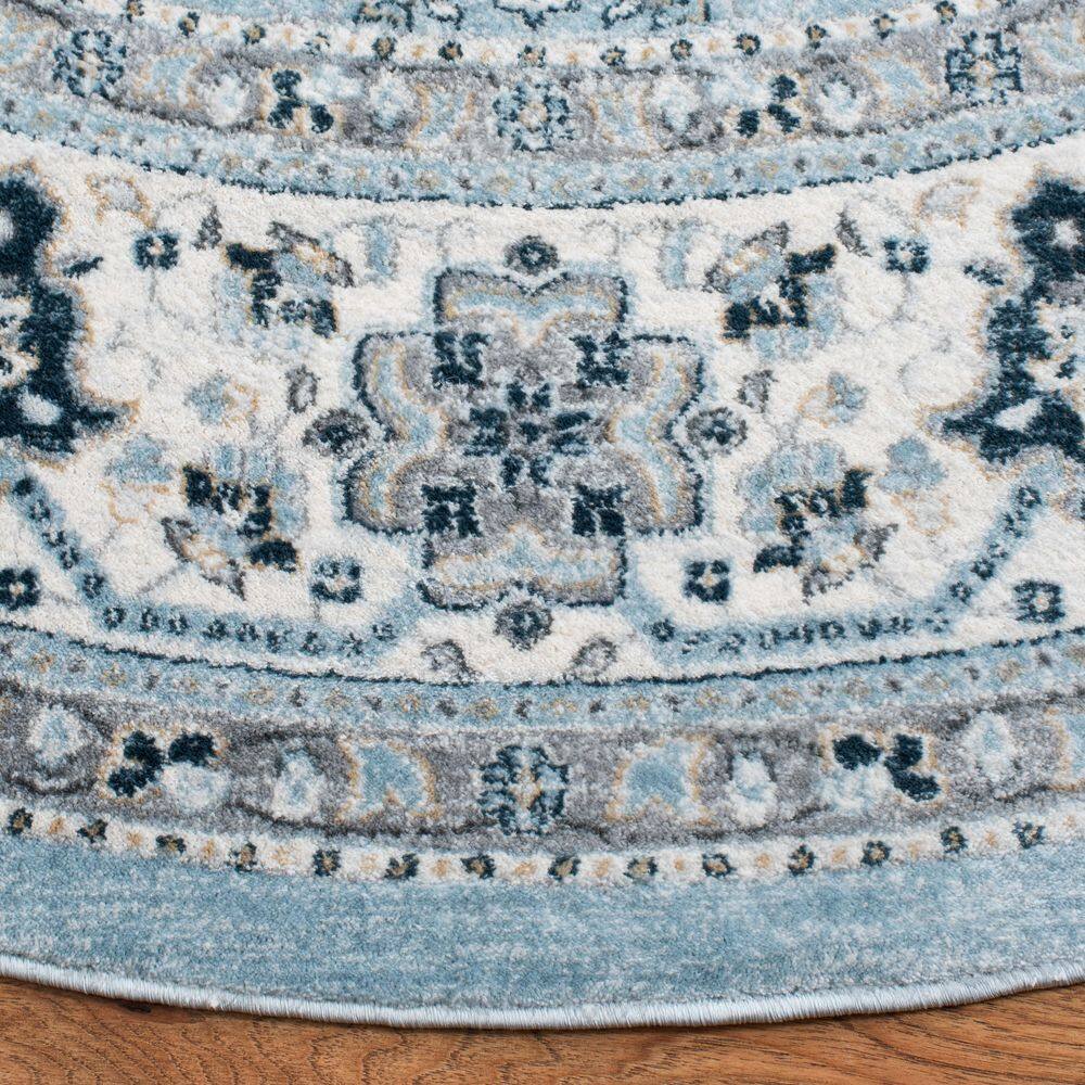 Isabella Blue and Cream Round Synthetic Area Rug