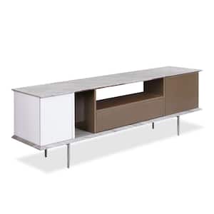 Candella 70.13 in. White, Champagne and Gray TV Stand with 1-Drawer Fits TV's up to 80.6 in.