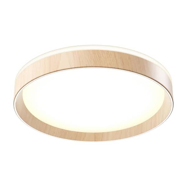 Callisto 15 in. 1 Light Wood 5CCT Selectable LED Integrated Flush Mount Ceiling Light with Remote