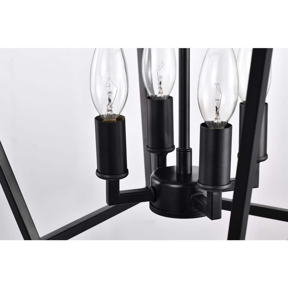 Modern Farmhouse 57.5" Matte Black 4-Light Lantern Pendant