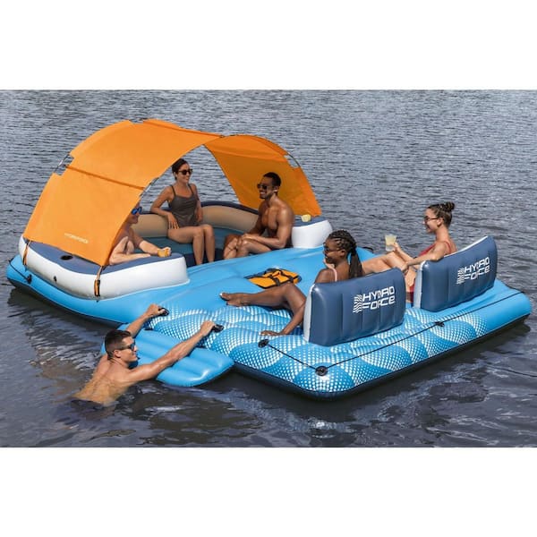 Blue/Orange Cooler Z Tropical Breeze 6-Person Inflatable Party Island Water Float