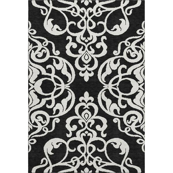Addison Rugs Mayfield Premium Machine Washable Abstract AMF973 Black 3 ft. x 4 ft. Area Rug