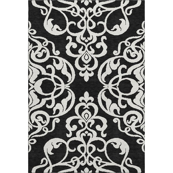 Addison Rugs Mayfield Premium Machine Washable Abstract AMF973 Black 8 ft. x 10 ft. Area Rug
